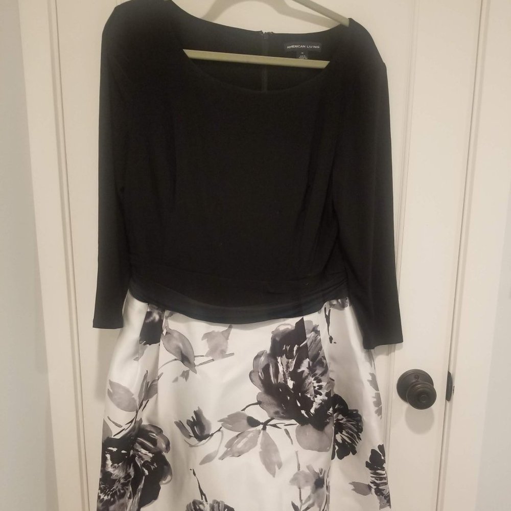 American Living black and white floral cocktail dress